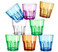 WIYETY 8 Piezas Vasos Acrílicos: Vasos de Plástico Vasos de Cristal de Colores Irrompibles Reutilizables Multicolor Apto para Lavavajillas Apilables Vaso de Agua para Senderismo Exterior Cámping