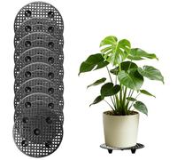 WIYETY 8 soportes para macetas de 30 cm: soporte para plantas, posavasos, macetas de malla, salvamanteles, almohadilla de rejilla redonda para macetas para interior y exterior, negro