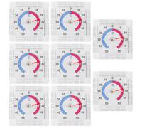 WIYETY 8 unidades termohigrómetro: transparente, autoadhesivo, analógico, para ventana, termómetro, termómetro, termómetro, exterior, pantalla de temperatura, escala bicolor 7,6 x 7,6 cm, color blanco