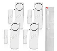 WIYETY Alarma de ventana para puerta, autoadhesiva, 4 unidades, protección contra robos con sensor magnético inalámbrico de 90 dB, sistema de alarma inalámbrico para seguridad en el hogar,