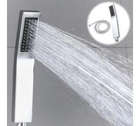 WIYETY Alcachofa de ducha de alta presión con filtro: cabezal de ducha para ahorro de agua, manguera para eliminar el cloro residual, agua dura, metal pesado (rectángulo plateado)