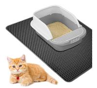 WIYETY Alfombrilla para arena para gatos, 90 x 60 cm, doble capa, alfombrilla grande con diseño de panal impermeable y antideslizante, alfombrilla para gatos, material EVA, color negro