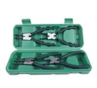 WIYETY Alicates de Circlip Verde: 4 Piezas Juego de Alicates de Circlip, Alicates para Anillos de Presión con Acero de Alto Carbono, la Corrosión, Juego de Alicates Circlip y Externos Rectos Curvados