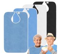WIYETY Baberos para adultos, personas mayores: 4 piezas de baberos reutilizables de rizo, baberos lavables para adultos, para hombres, mujeres, ancianos y discapacitados - azul oscuro + azul claro +