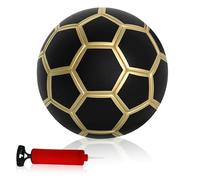WIYETY Balón de fútbol tamaño 5 con bomba de aire: entrenamiento espesante, pelota oficial para niños, unisex, adolescentes y adultos, interior y exterior (oro negro)