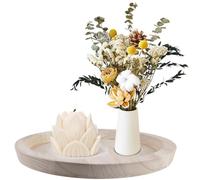WIYETY Bandeja Redonda Bandeja Decorativa: 29 cm Bandeja de Vela Redonda Rústica, Bandeja de Mesa de Centro Rústica, Color Madera Estilo Rústico Organizador de Decoración del Hogar de Mesa de Granja