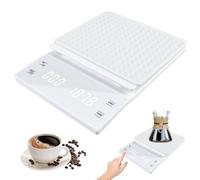 WIYETY Báscula digital de café con temporizador: báscula de café recargable con 0,1 g de alta precisión, con pantalla LED y función de tara, báscula de cocina, para café de filtro, peso máximo 3 kg,