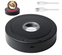 WIYETY Base de luz LED redonda giratoria: soporte de pantalla LED negro con 8 modos de luz, batería tipo C o 3 pilas AAA, base de pantalla de escritorio, placa base giratoria para bola de cristal