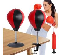 WIYETY Bolsa de boxeo de escritorio con ventosas potentes y pinzas de mesa para aliviar el estrés y para oficina de pie, regalo divertido para compañeros de chef (negro/rojo)