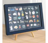 WIYETY Broche de vitrina con soporte: cajas de presentación esmaltadas, caja de sombra, broche, caja de almacenamiento para alfileres de solapa, alfileres coleccionables, medallas (negro, 28 x 20 x