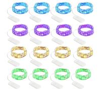 WIYETY Cadena de luces LED con batería, 16 unidades, 4 colores, 2 m, 20 ledes, cadena de luces para exteriores, batería para bricolaje, fiesta, botella, regalo, decoración, boda, fiesta, Navidad