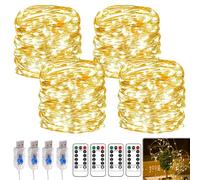 WIYETY Cadena de luces LED con mando a distancia, 5 m, 50 LED, 8 programas, para interiores, exteriores, fiestas, jardín, Navidad, Halloween, blanco cálido