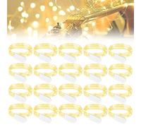 WIYETY Cadena de luces para exteriores, 20 unidades, color blanco cálido, mini cadena de luces LED, 2 m, 20 ledes, cadena de luces LED con batería para bricolaje, fiesta, botella, regalo, decoración,