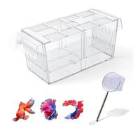 WIYETY Caja de desove para acuario, grande, con red de sellado de peces, tanques de cultivo de acrílico para acuarios, diseño de dos cámaras, para peces bebés, camarones, Betta Guppy, peces payaso