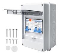 WIYETY Caja de fusibles para montaje en superficie, IP65, subdistribución, con disyuntor, caja de distribución para jardín o exteriores, villas, columnas de carga