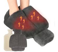 WIYETY Calentador de pies sin electricidad: botella de agua caliente de goma con funda de felpa suave, 2 en 1, gran calor para los pies para mujeres, hombres, adultos, pies fríos en invierno