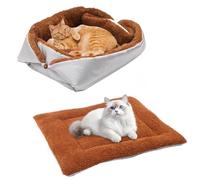 WIYETY Cama para gatos 2 en 1 mullida almohada para gatos: cama plegable para mascotas, cama de felpa mullida para perros y gatos, cama para mascotas, sofá para gatos, nido para gatos pequeños (plata)