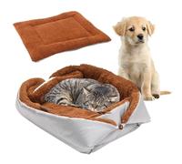 WIYETY Cama para gatos 2 en 1 para mascotas: cojín suave de felpa, cama para gatos, lavable, sofá para gatos pequeños, color café plateado