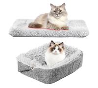 WIYETY Cama para mascotas 2 en 1, mullida, suave, manta para gatos y perros pequeños (gris)