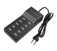 WIYETY Cargador USB de 10 puertos: estación de carga USB multipuerto de 50 W, conexión individual 5 V/2,4 A, 10 puertos Hub estación de carga rápida, con tecnología de detección automática de carga