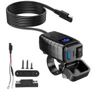 WIYETY Cargador USB Moto Impermeable: Motocicleta Cargador USB con Voltímetro LED, Impermeable Moto Adaptador USB, Carga Rapida Cargador USB Motocicleta para Automóviles Marino Barcos Truck Camper