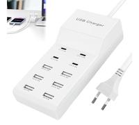 WIYETY Cargador USB múltiple: estación de carga para teléfono móvil, estación de carga de 10 puertos, fuente de alimentación USB C/USB-A, varios dispositivos para smartphones, tabletas y otros