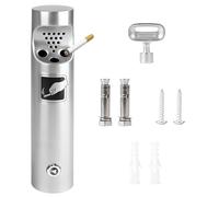 WIYETY Cenicero de pared de acero inoxidable, cenicero de pared para exterior con cerradura, cenicero de pie para exteriores, restaurantes, hoteles, terrazas, oficinas, color plata, 6,3 x 30 cm