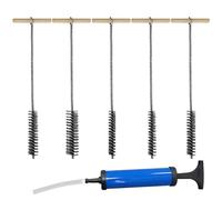 WIYETY - Cepillo limpiacristales para pipas (5 unidades, 8 mm, 12 mm, 16 mm, 20 mm, 25 mm, con orificio de soplador, acero inoxidable, cepillo de limpieza para limpiar agujeros de taladro)