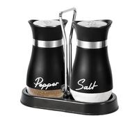 WIYETY Cocina Salero y Pimentero: 2 Piezas Tarros de Especias Acero Inoxidablevidrio Pimentero, Recipiente para Sal con Tapa y Orificios, pPráctico Salero de Cocina Con Soporte, 100ml