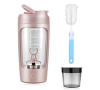 WIYETY Coctelera eléctrica con compartimento para polvos: 650 ml batidora automática de proteínas con cepillo, batido de proteínas USB-C recargable, para deportes y fitness, color rosa