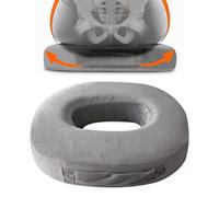 WIYETY Cojín ortopédico redondo de espuma viscoelástica, cojín ortopédico gris, cojín para la circulación sanguínea, alivia el dolor, oficina, asiento de coche (38 x 30 x 7 cm)