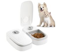 WIYETY Comedero Automático para 2 Comidas: Alimentador Con Temporizador y Alfombrilla Antideslizante para Perros y Gatos