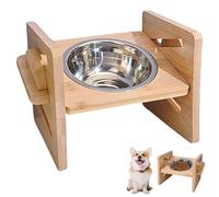 WIYETY Comedero para perros elevado: Comedero de madera con comedero de acero inoxidable, comedero para perros, comedero ajustable para perros grandes, medianos y pequeños