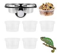 WIYETY Comida para reptiles y vaso de agua con cresta Gecko, 2 unidades, con 20 tazas de comida, ventosa para reptiles, cuenco de agua con accesorios de rosca (cuenco doble)