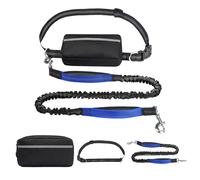 WIYETY Correa para correr para perros con cinturón abdominal con costuras reflectantes, 2 en 1 con asas duales, para perros grandes y medianos de 120 a 183 cm, color azul