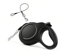 WIYETY Correa retráctil para perros de 8 m: correa enrollable resistente a mordeduras, para paseos al aire libre, negro, con soporte para bolsas de basura y cuerda de acero, adecuada para perros de