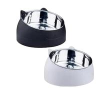 WIYETY Cuenco para gatos de acero inoxidable inclinado 15°: 2 cuencos para gatos, 400 ml, comedero para gatos, comedero elevado, cuenco de acero inoxidable extraíble para gatos, cachorros y agua