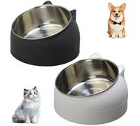 WIYETY Cuenco para gatos de acero inoxidable inclinado 15°: 2 cuencos para gatos, 400 ml, comedero para gatos, comedero elevado, cuenco de acero inoxidable extraíble para gatos, cachorros y agua