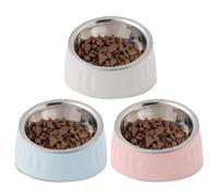 WIYETY Cuenco para gatos de acero inoxidable inclinado 15°: 3 cuencos para gatos, 280 ml, comedero para gatos, comedero elevado, cuenco de acero inoxidable extraíble para gatos, cachorros y agua