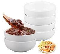 WIYETY Cuencos de cerámica para salsa, 6 unidades, 90 ml, mini cuencos redondos para salsas, 8 cm, para sushi, salsa, salsas, postres, aperitivos, color blanco, 9 x 4 cm