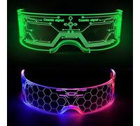WIYETY Cyberpunk 2 gafas LED para fiestas, luminoso neón, carnaval, festivales, disfraces, cumpleaños (7 colores, 4 modos)