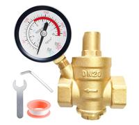 WIYETY DN20 Reductor de presión de agua: regulador de presión de agua de latón de 3/4 pulgadas con manómetro y herramientas de ajuste, regulador de presión de latón de 1,6 MPa, medidor de presión de