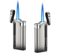 WIYETY - Encendedores de tormenta, cortavientos, recargables a gas, con chorro de tormenta, con ventana visible, para cocina, barbacoa, camping (sin gas)