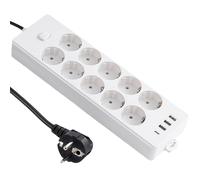 WIYETY Enchufe de 10 puertos: 14 en 1 con 3 USB, 1 tipo C y cable de 2 m, enchufe portátil para smartphones, ordenadores portátiles, iPads