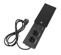 WIYETY Enchufe de mesa con cubierta: enchufe empotrado de aluminio con 2 enchufes, 2 USB y tipo C, enchufe empotrado con cable de 1,8 m para escritorio, cocina, oficina