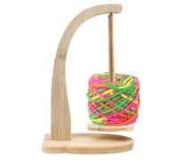 WIYETY Enrollador de lana de tamaño grande, soporte para ovillos de lana de madera con base de oso, carrete giratorio magnético, almacenamiento de hilo vertical, regalo de ganchillo para amantes del