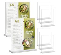 WIYETY Expositor de Mesa A5 en L - 6 Unidades de Acrílico Transparente para Menús, Fotos y Publicidad