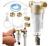 WIYETY Filtro de agua reutilizable de 2,5 cm para grifo - Sistema de filtración de sedimentos Spin Down con rosca macho de 3/4 pulgadas - Cartucho fino lavable