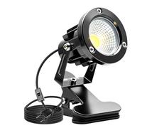 WIYETY Foco LED con abrazadera: carcasa de aluminio, resistente al agua IP65, lámpara de jardín con enchufe de 1,8 m e interruptor, iluminación de jardín, para interior y exterior, patio césped