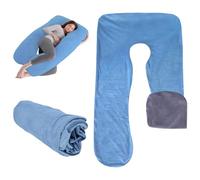 WIYETY Funda de almohada de maternidad en forma de U, funda de almohada extraíble de algodón en forma de U para maternidad, funda de almohada de repuesto para adultos, lavable a máquina, 140 x 80 cm,